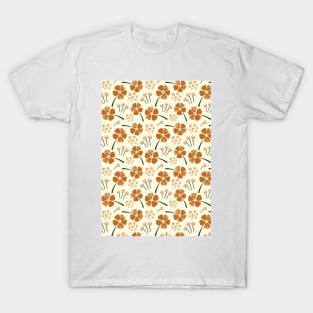 Abstract Floral Pattern in Earthy Tones T-Shirt